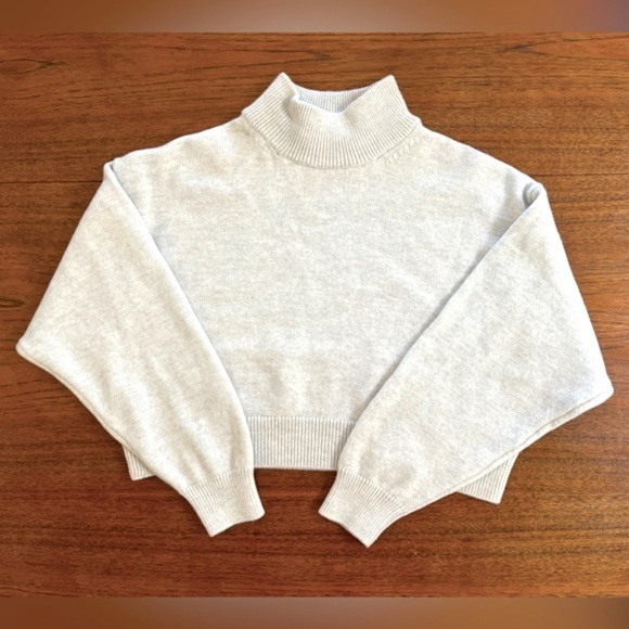 Turtleneck Cropped Merino Wool Sweater - Picture 1 of 11